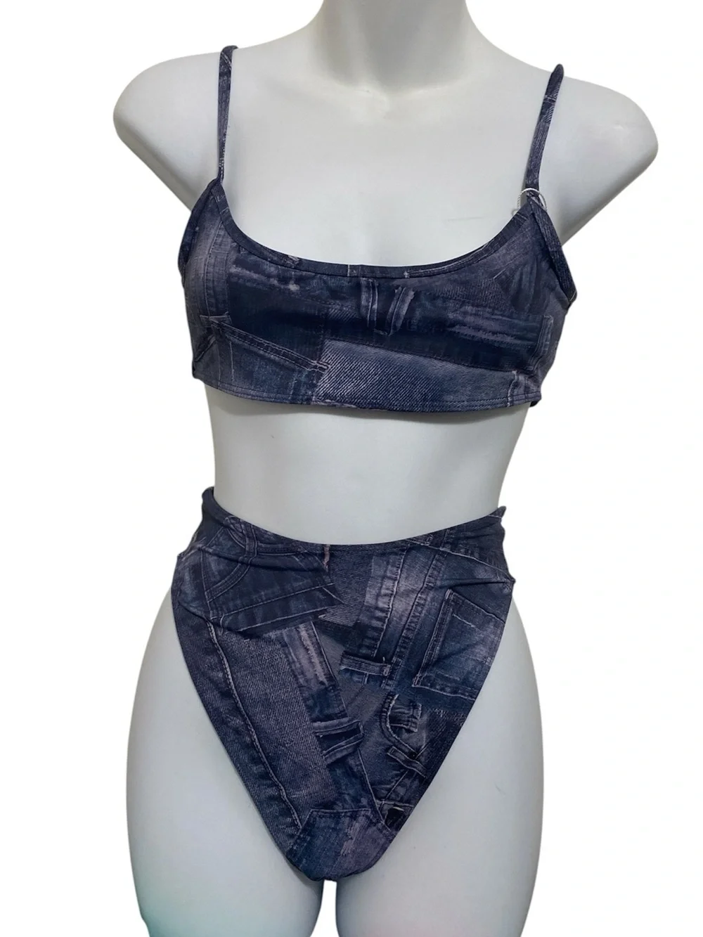 Frankie’s Bikinis Denim Print Bikini Set